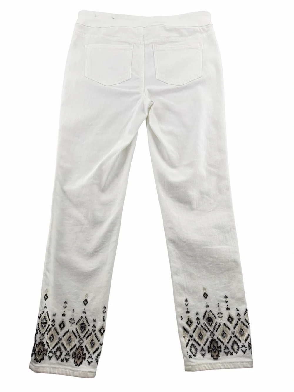 CHICOS So Slimming White Beaded Ankle Jeggings/Embroidered/SIZE:US-6R/CHICOS 0.5